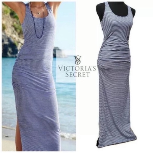 Victoria’s Secret Striped Form-Fitting Ruched Sleeveless Maxi Tank Summe… - Picture 14 of 14